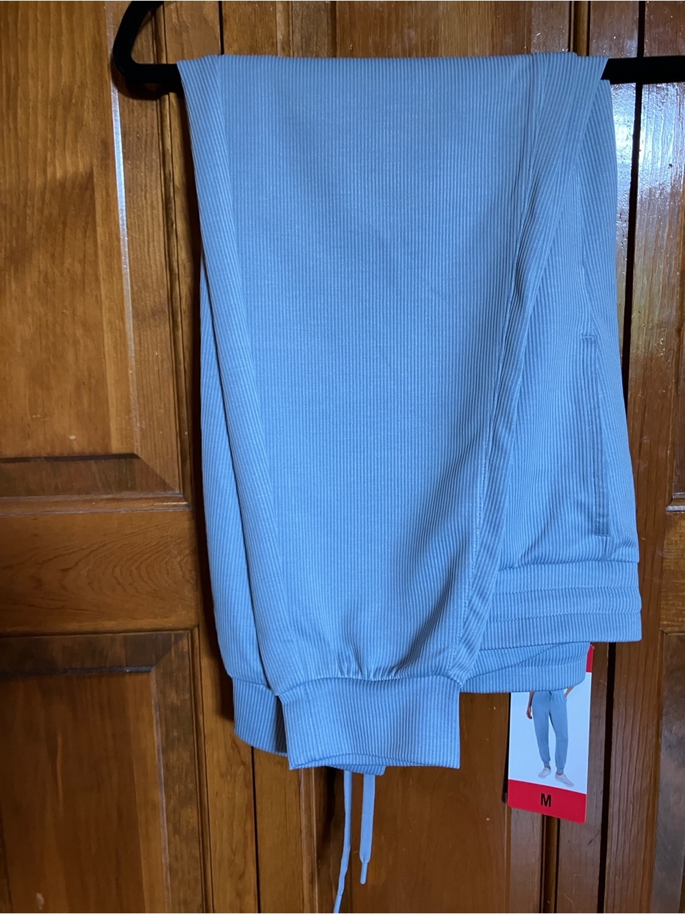Eliza J Womens Light Blue Ribbed Jogger - the darker blue is actual color!